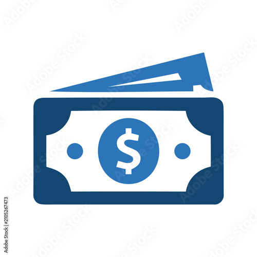 Obraz na płótnie Cash money icon featuring stack of dollar bills and paper currency symbols