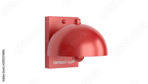 A bright red emergency alert bell for fire warning and safety purposes.