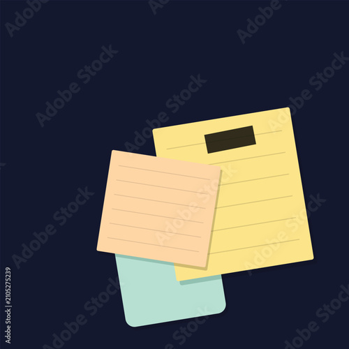 Three colorful square paper notes stacked on top of each other