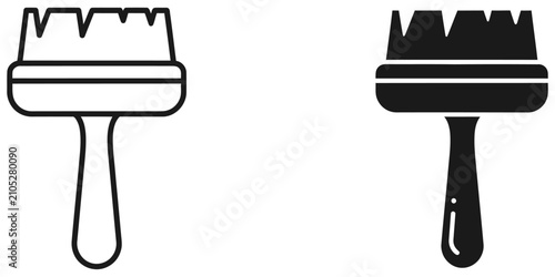 Paint brush icon in outline and solid fill styles for creative projects and renovation concepts