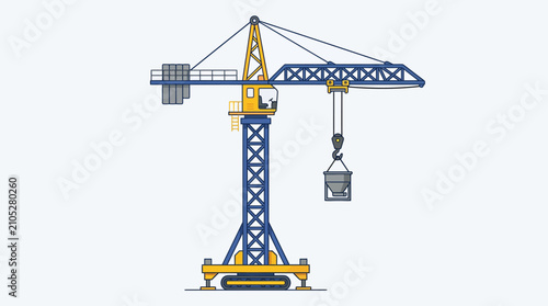 Construction crane lifting heavy load in industrial site