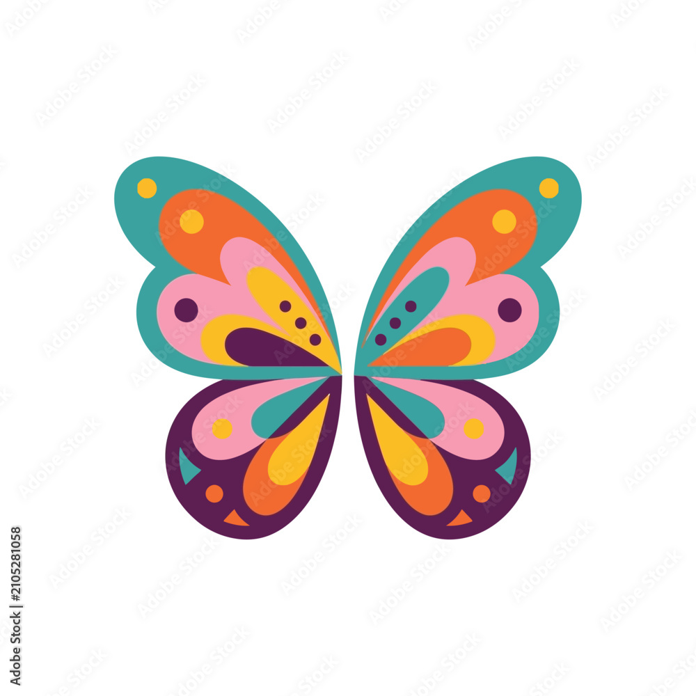 Fototapeta premium Colorful Abstract Butterfly Wings with Geometric Patterns and Dots
