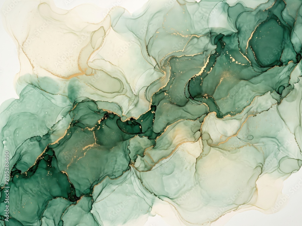 Obraz premium Elegant Emerald Green Abstract Fluid Marble Background with Luxury Organic Texture