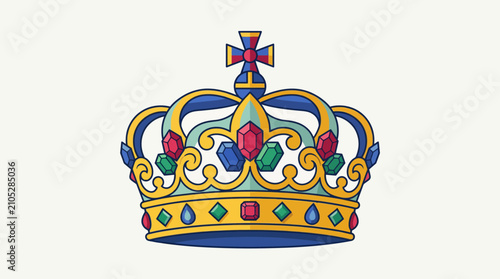 Canvas Print Ornate royal crown emblem with jewels and cross