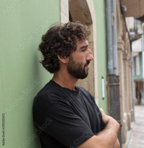 young bearded man enjoying his holidays outdoors