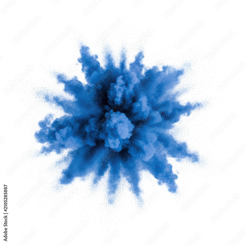 Fototapeta premium A blue cloud of smoke on a white background