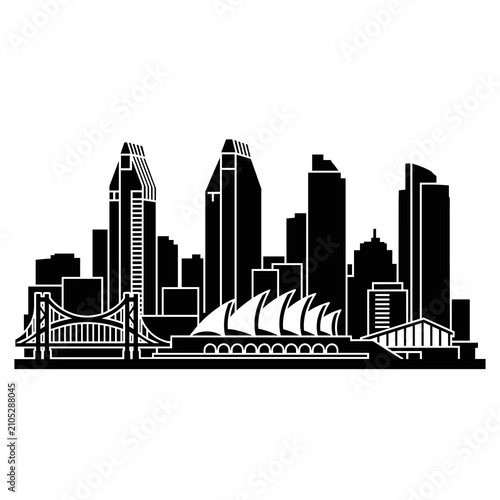 Famous Australian City Skyline Silhouette Art