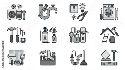 Photos Collection of Home Repair and Maintenance Icons.