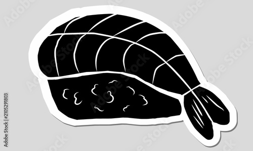 Doodle Sushi Onigiri . Cartoon Sushi Illustration
