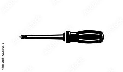 Fotografía Black silhouette of a phillips head screwdriver on a white background
