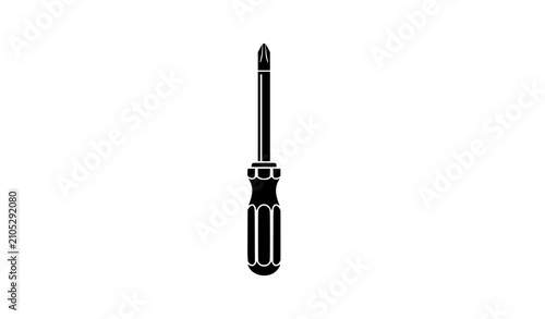 Konstfotografi Black silhouette of a phillips head screwdriver on a white background