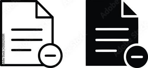 Foto Minimalist document icons with minus and plus signs