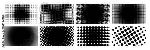 Radial Halftone Patterns Collection - vector illustration