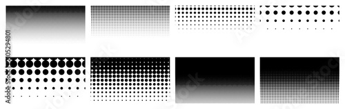 Linear Vertical Halftone Patterns Collection - vector illustration