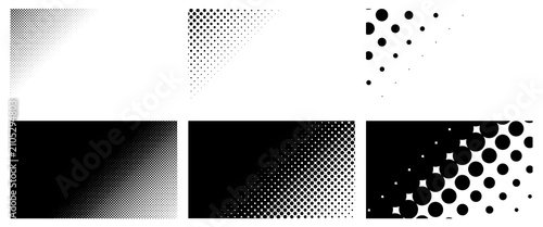 Linear Slanted Halftone Patterns Collection - vector illustration