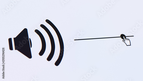 Illustration of a audio volume level control icon, sound volume slider interface - close-up.