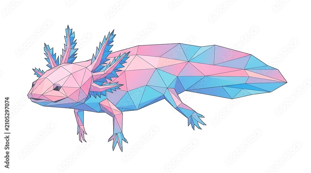 Fototapeta premium Geometric pink blue animal illustration