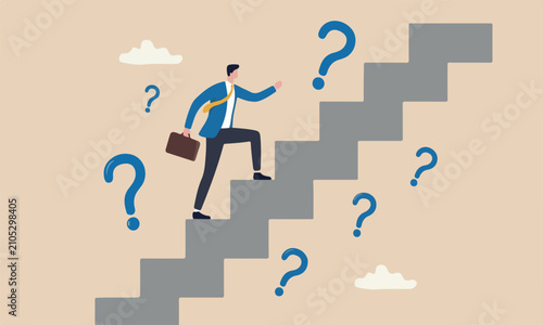 Business and challenge to overcome to achieve success goal, big step for career or adversity concept, businessman trying hard with full effort to climb up big ladder or stairway