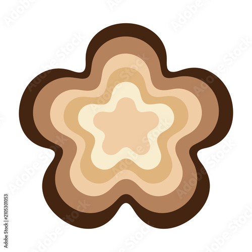Brown flower shape abstract design element isolated on white background
