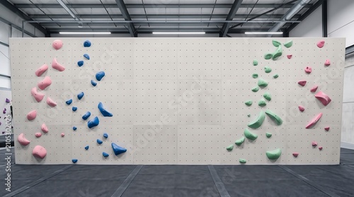 Indoor Bouldering Wall with Colorful Climbing Holds