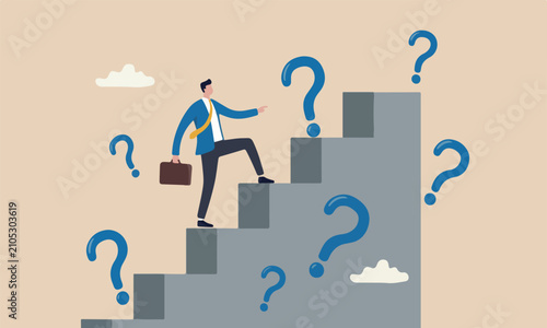 Business to overcome to achieve success goal, big step for career or adversity concept, businessman trying hard with full effort to climb up big step ladder or stairway