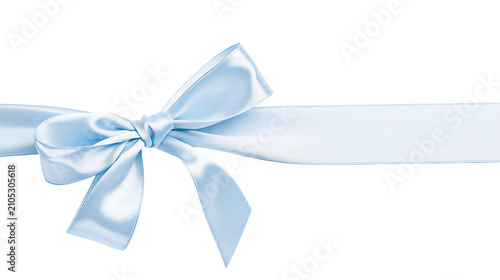 Light blue satin ribbon tied in a bow