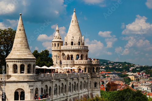 Obraz na plátně Fisherman's Bastion stone towers and arches in Buda Castle District Budapest Hun