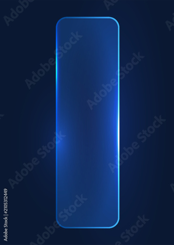 Glowing blue glass frame on dark background
