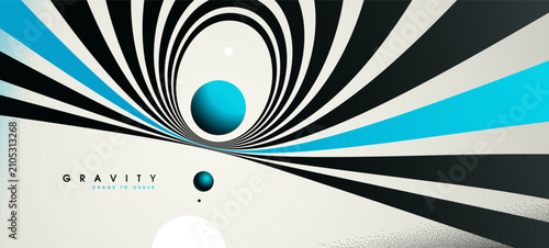 Blue colored gravity concept illustrating controlled attraction, depth, and focused motion as element converge into a calm, structured center.