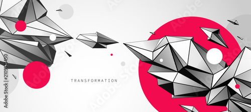 Fotografi Disruptive transformation, tension, energy, conflict and breakthrough moments in fragmented geometric structures