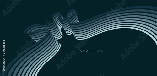 фотографія 3D lines in perspective vector dark abstract background, curvy lines with gradient color wallpaper, night mist ambient style, minimal graphic design