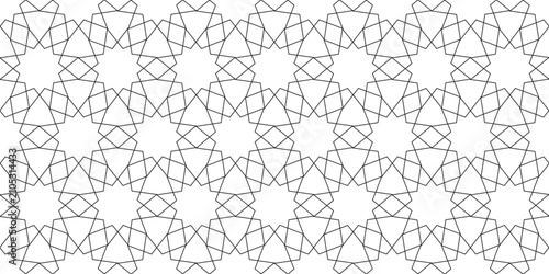 Islamic geometric pattern vector, seamless arabic star ornament, traditional middle eastern line art background for ramadan and eid decor