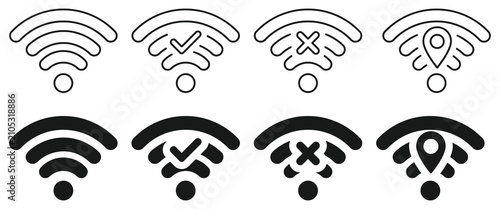 Schilderij op canvas Wireless signal icon set