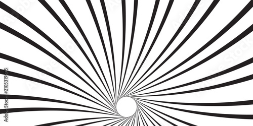 Rays, beams element. Sunburst, starburst shape on white. Radiating, radial, merging lines. Abstract circular geometric shape.