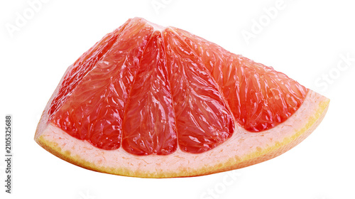 Фотография Grapefruit slice with vibrant pink flesh and white pith