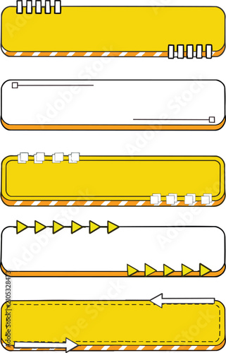 Set of yellow and white graphic interface text boxes for game UI
