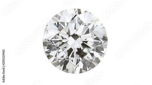 Round brilliant cut diamond with clear facets and sparkle