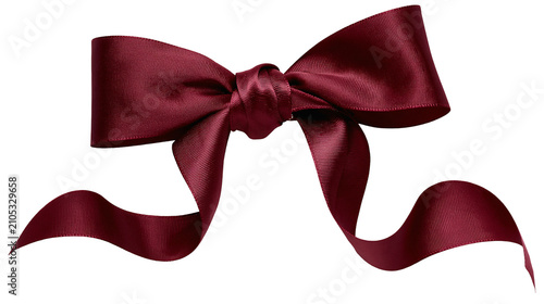 Slika na platnu Burgundy satin ribbon bow with flowing tails