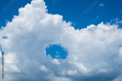 真ん中にポッカリ穴の開いた雲の写真