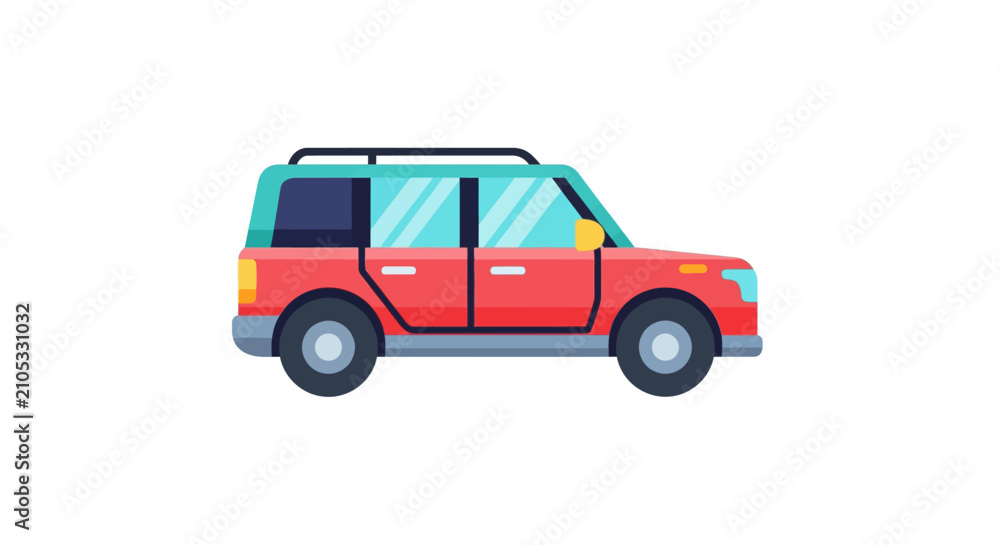 Fototapeta premium Red SUV Vehicle Side View.