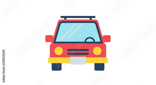 Red Car Front View Illustration.