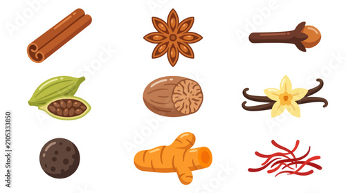 Assorted culinary spices collection