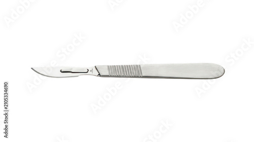 Sharp metal surgical scalpel for surgery isolated on transparent background