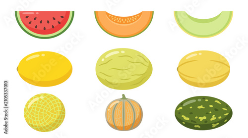 Fotografie Assorted fruit slices and whole fruits collection
