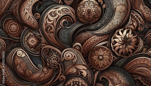Intricate brown ornamental pattern