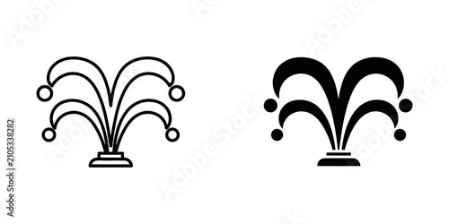 Фотография Fountain spraying water with decorative orbs against white background simple lin