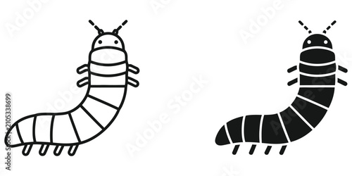 Photos Outline and solid insect larva on a white background representing natural scienc