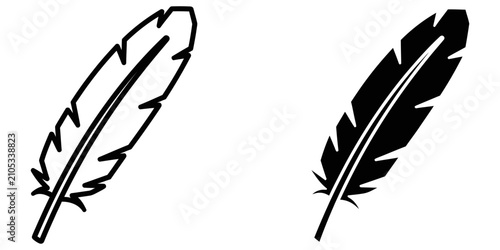 Canvastavla Feather outline and solid silhouette against white background representing light