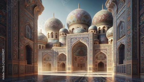 Ornate architectural courtyard with intricate tilework