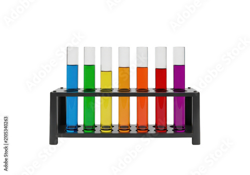 Test tubes in a laboratory rack isolated on transparent background